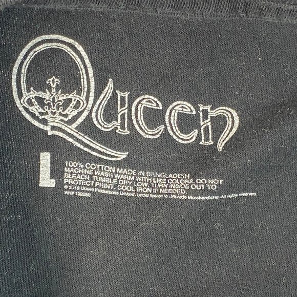 Queen Graphic Tee Black with Blue Short Sleeve Crew Neck Cotton L We Will Rock Y - Picture 8 of 8